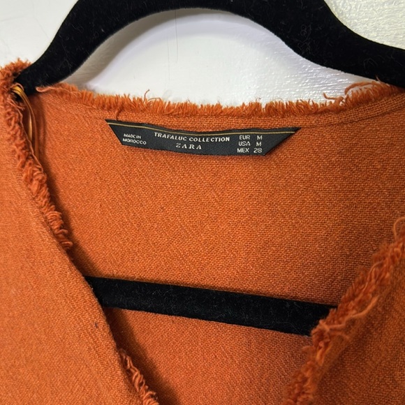 Zara Burnt Orange Tunic Dress with frayed hems size medium NWOT - Picture 5 of 10